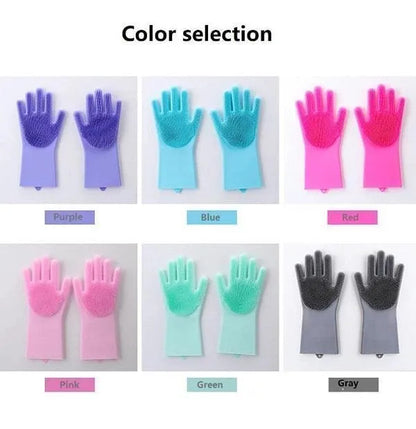 Pink Silicone Kitchen Gloves for Cleaning & Safety