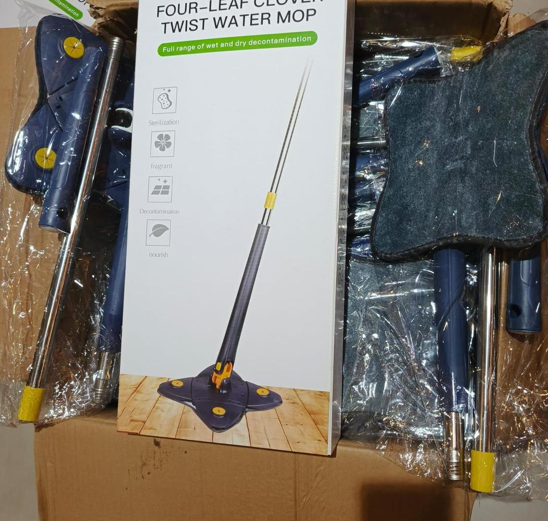 Automatic Kitchen Mop Blue Yellow Plastic 2 Pads