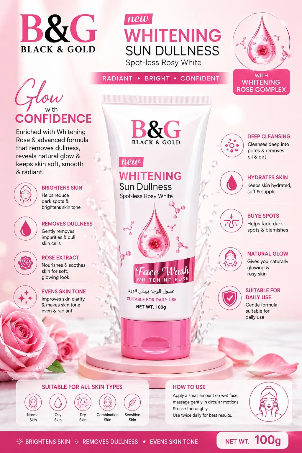 B&G Whitening Facewash 100 Ml