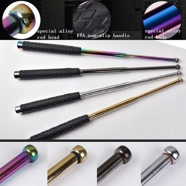 Self Defense Stick 9x26 Inch Silver Retractable with Free Holder