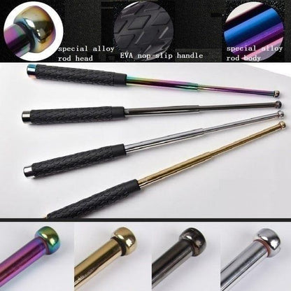 Self Defense Stick 9x26 Inch Silver Retractable with Free Holder