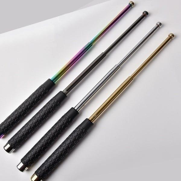 Self Defense Stick 9x26 Inch Silver Retractable with Free Holder