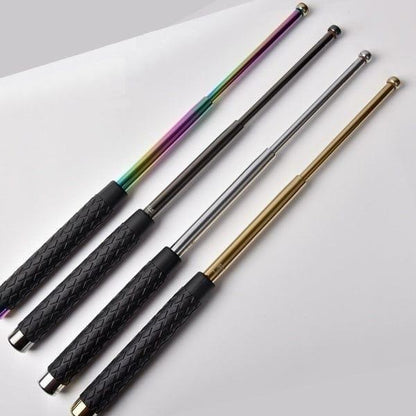 Self Defense Stick 9x26 Inch Silver Retractable with Free Holder