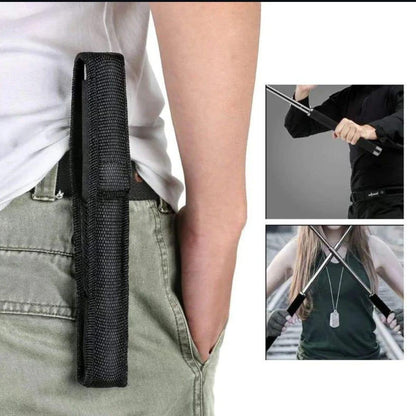 Self Defense Stick 9x26 Inch Silver Retractable with Free Holder