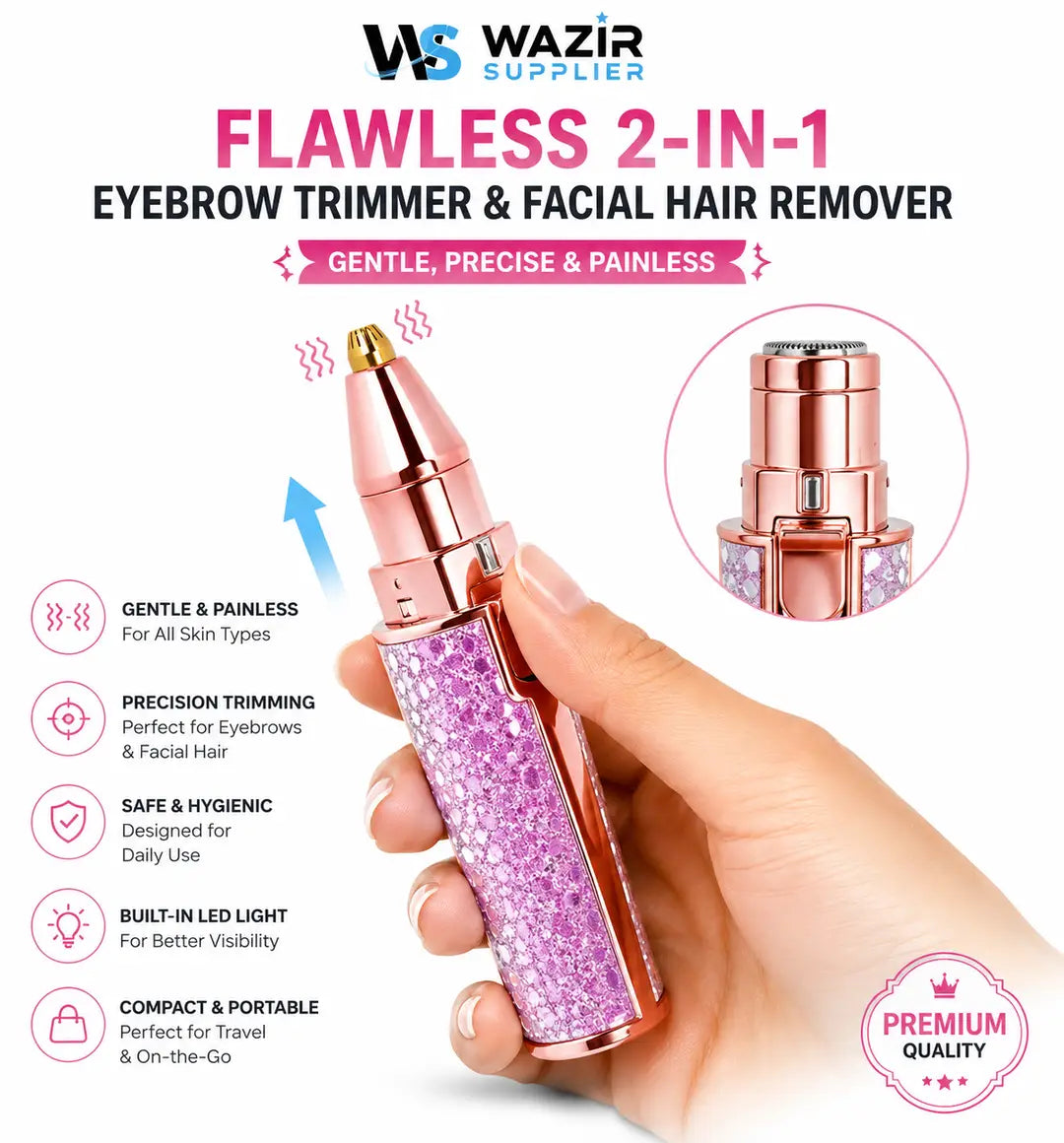 Rechargeable Women's Eyebrows & Facial Hair Trimmer