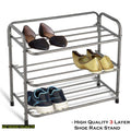 Premium 3-Layer Shoe Rack Grey Stainless Steel Pakistan