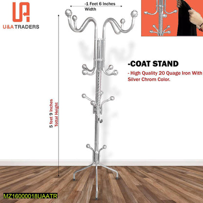 Premium Quality Coat Stand Silver Chrom Iron 16 Item
