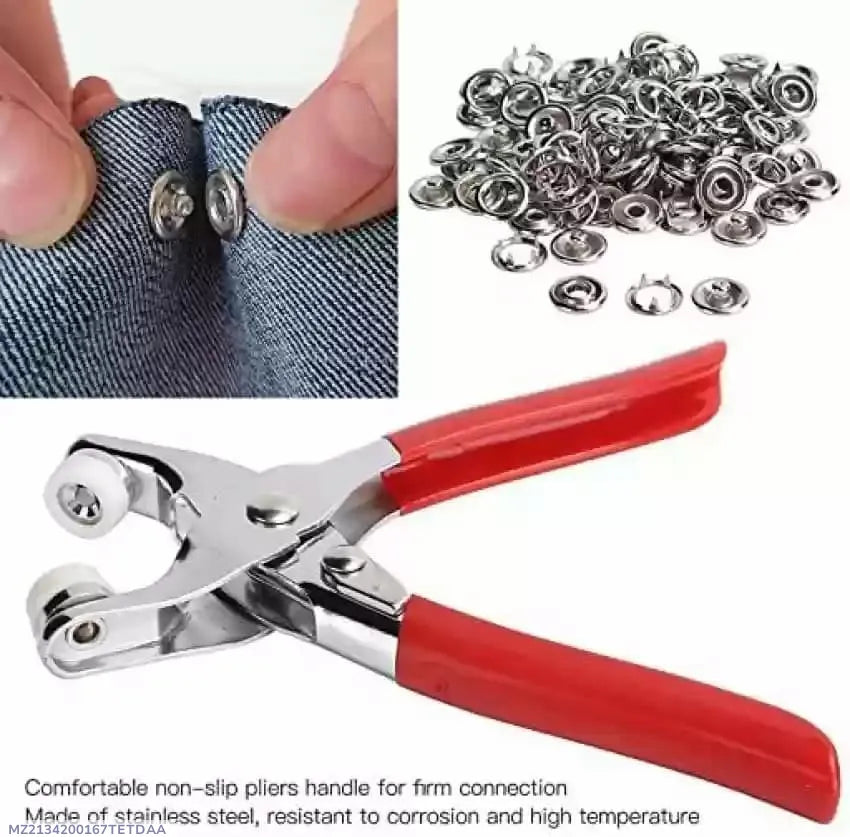 Stainless Steel Tich Button Machine with 50 Free Red Buttons