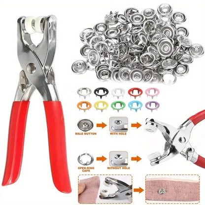 Stainless Steel Tich Button Machine with 50 Free Red Buttons
