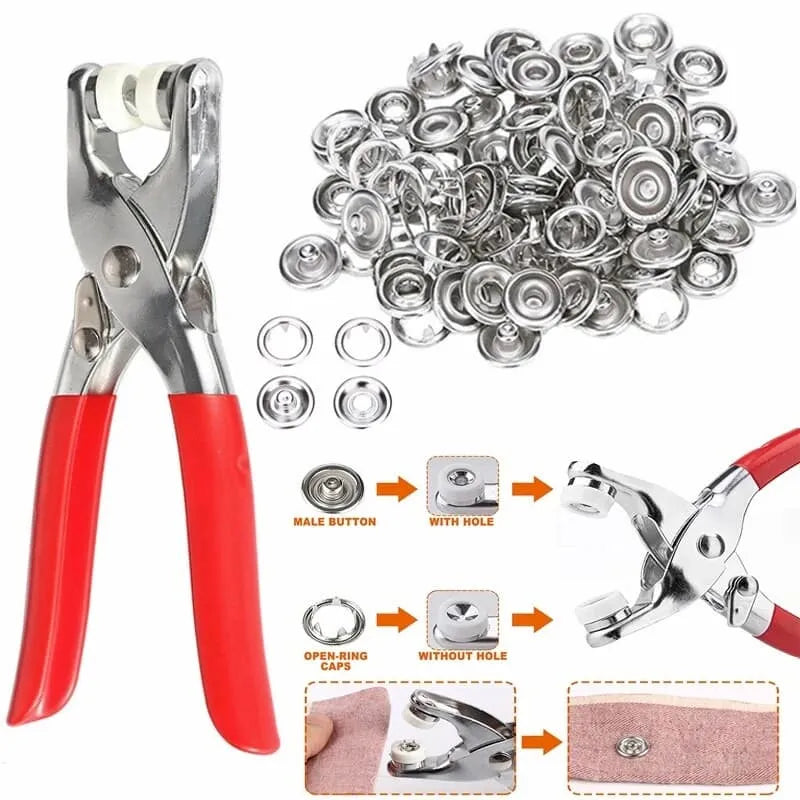 Stainless Steel Tich Button Machine with 50 Free Rings