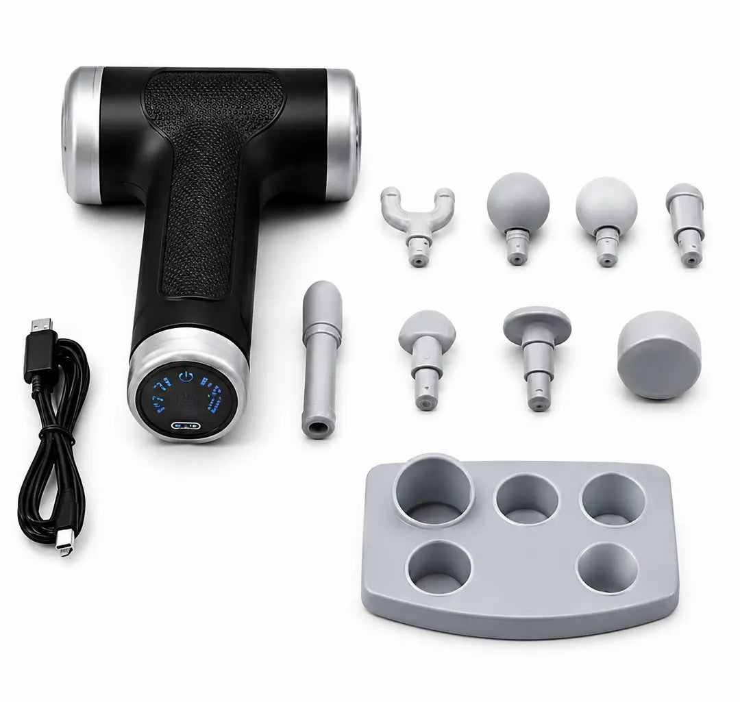 Blueidea BLD-780 Fascia Massage Gun | 9 Massage Heads | 6 Speed Levels | Deep Tissue Muscle Massager | Rechargeable Portable Massage Gun