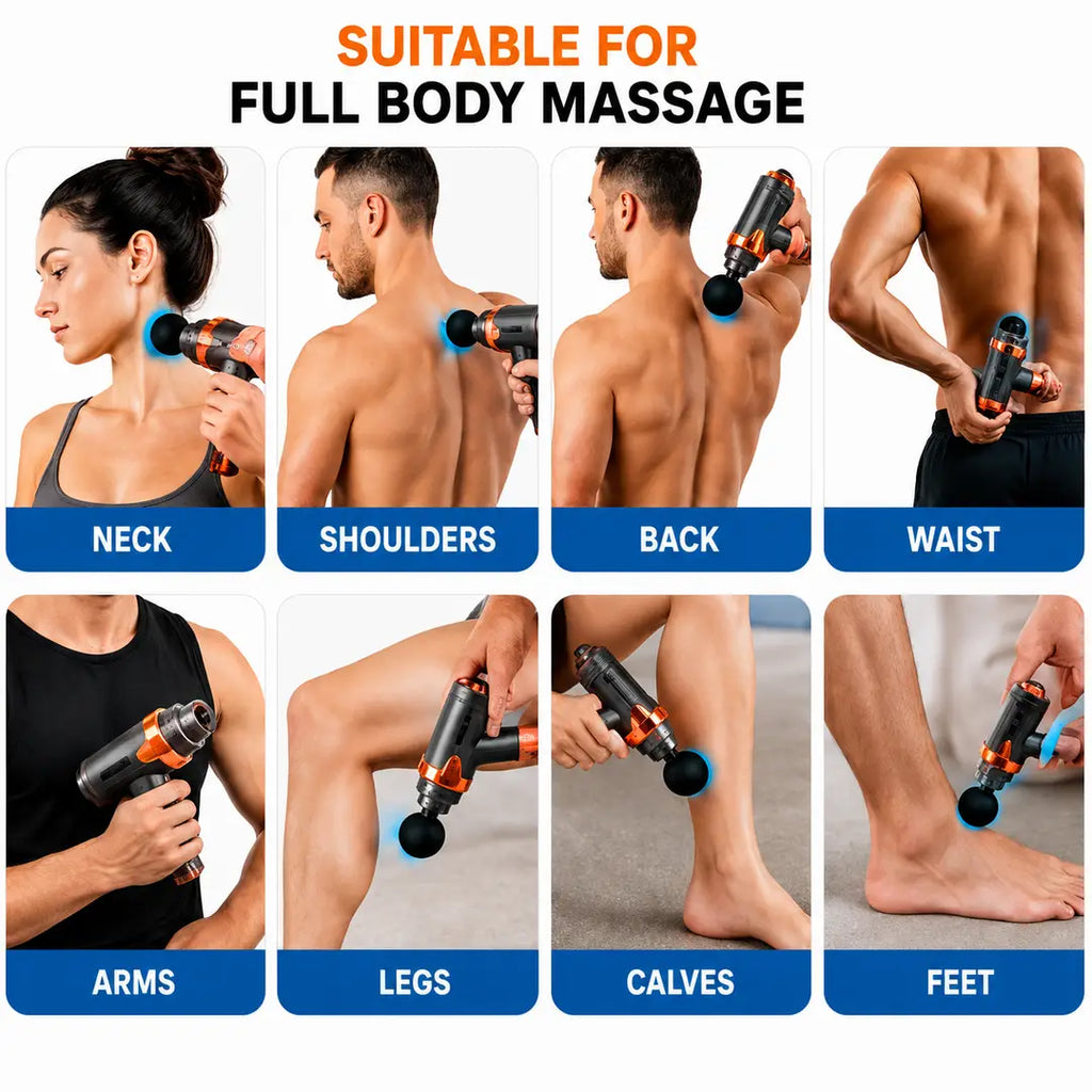 Smart Fascia Massage Gun JY-760 | Deep Tissue Muscle Massager | 6 Speed Levels | 4 Massage Heads | USB Rechargeable