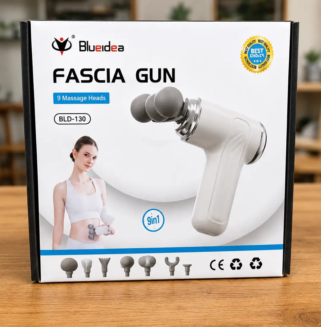 Blueidea BLD-130 Fascia Massage Gun | 9 Massage Heads | 5 Speed Levels | Rechargeable Deep Tissue Massager