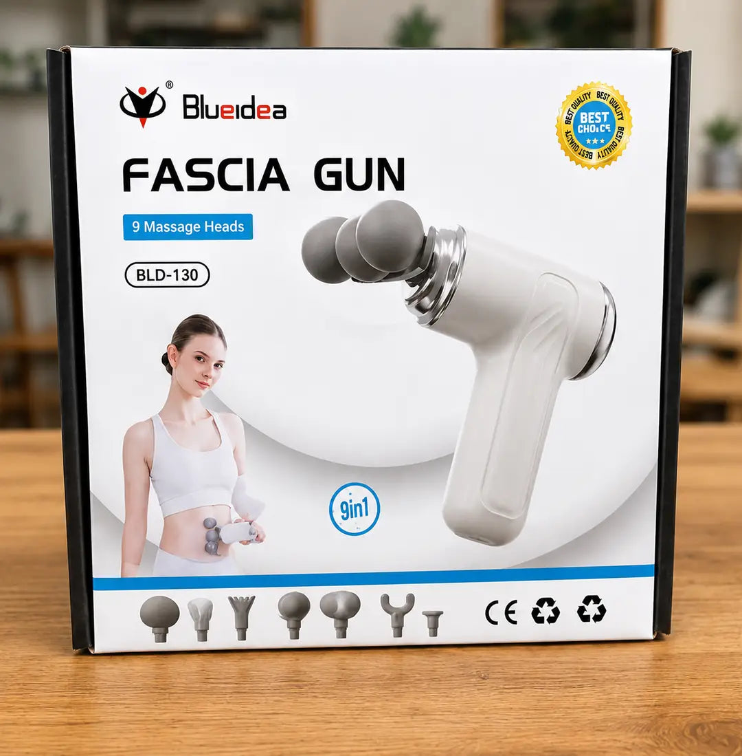 Blueidea BLD-130 Fascia Massage Gun | 9 Massage Heads | 5 Speed Levels | Rechargeable Deep Tissue Massager