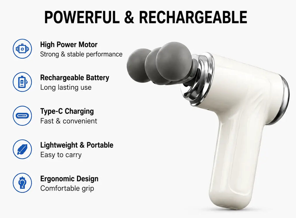Blueidea BLD-130 Fascia Massage Gun | 9 Massage Heads | 5 Speed Levels | Rechargeable Deep Tissue Massager