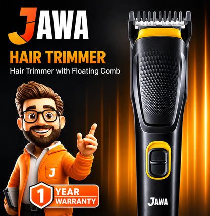 JAWA JW-822 Professional Hair Trimmer with Floating Comb, Stainless Steel Blades, Powerful Motor & Rechargeable Battery