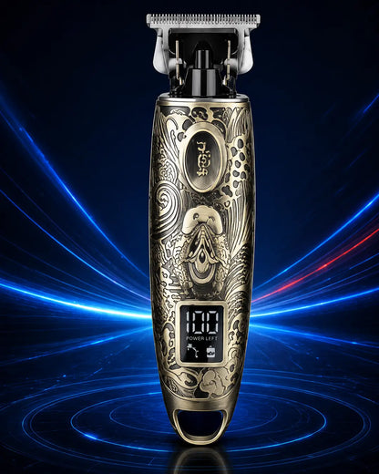 Kemei KM-3298 Professional Hair Clipper – 1200mAh Rechargeable Trimmer with LCD Display, Stainless Steel Blade & Engraved Metal Body