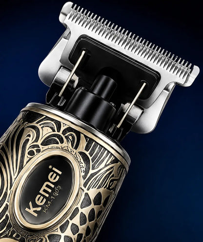 Kemei KM-3298 Professional Hair Clipper – 1200mAh Rechargeable Trimmer with LCD Display, Stainless Steel Blade & Engraved Metal Body