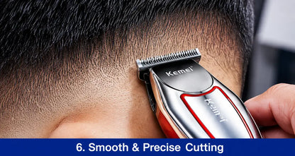 Kemei KM-034 Professional Hair Clipper – Cordless Rechargeable Hair & Beard Trimmer with Digital Display, Stainless Steel T-Blade & Powerful Motor