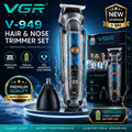 VGR V-949 Professional Hair & Nose Trimmer Set – 1200mAh Lithium Battery, Stainless Steel Blades, IPX6 Waterproof