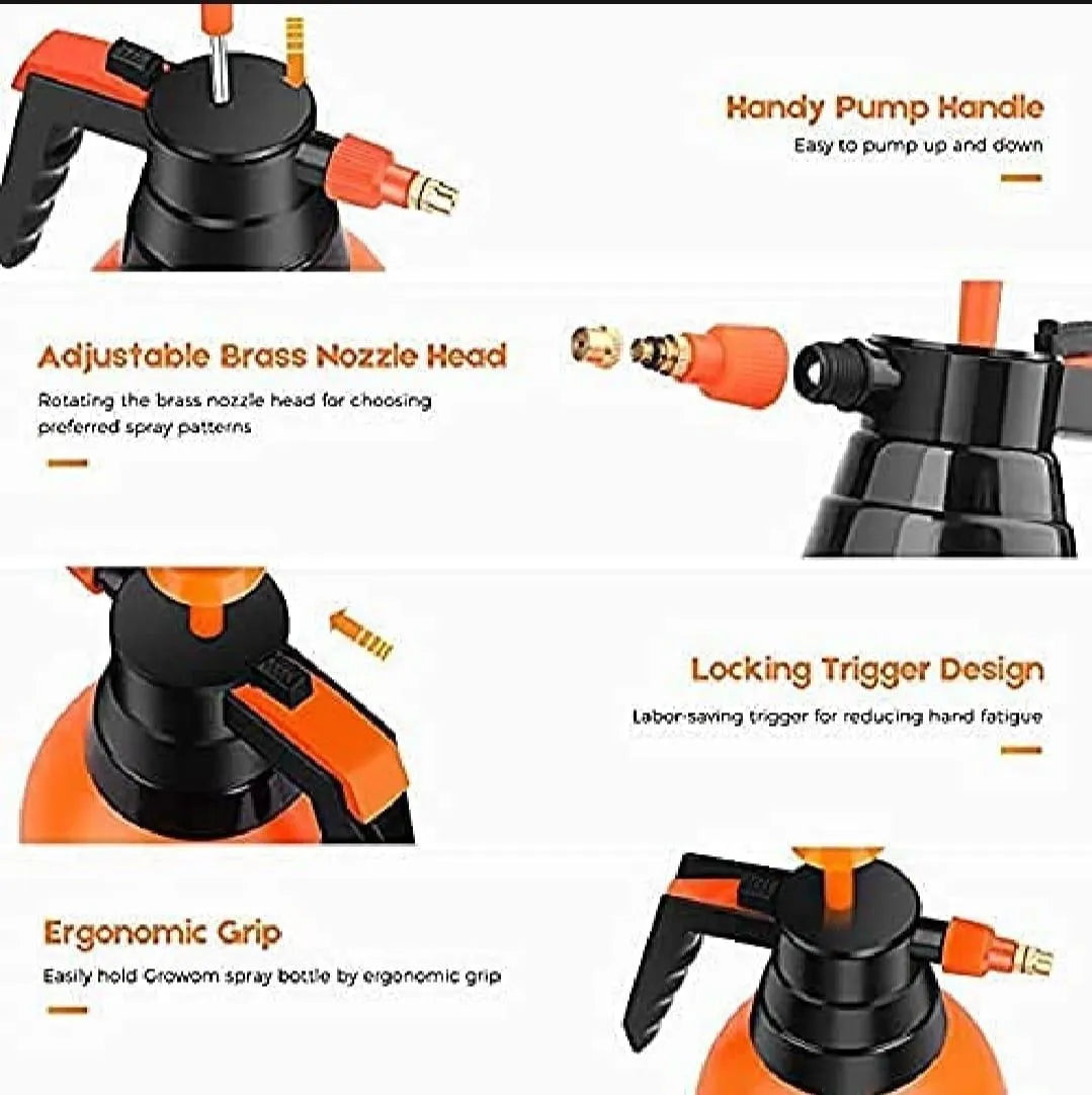 Orange Spray Bottle with Adjustable Handle