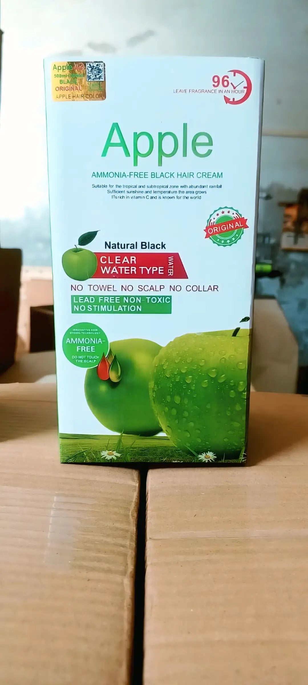 Original Apple Hair Color 1000ml Dubai Import - Ammonia Free Natural Black & Dark Brown