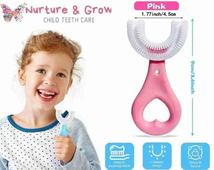 Easy-Grip U-Shaped Silicone Kids Toothbrush for Deep Cleaning (2-12 Years)