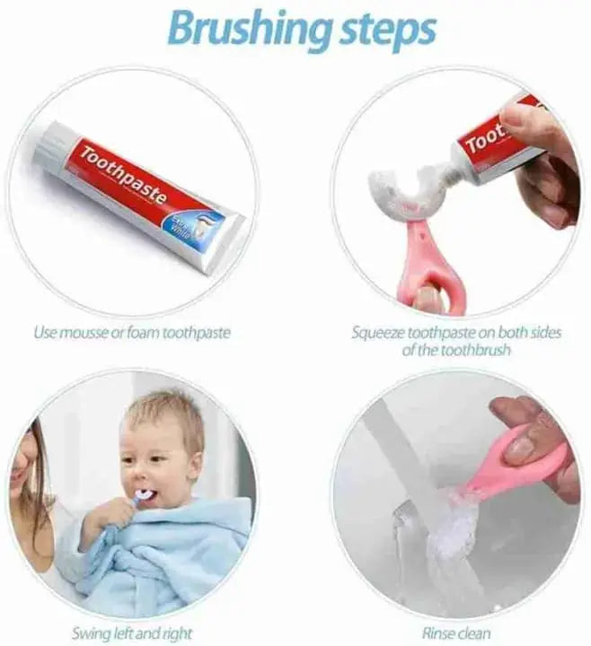 Easy-Grip U-Shaped Silicone Kids Toothbrush for Deep Cleaning (2-12 Years)