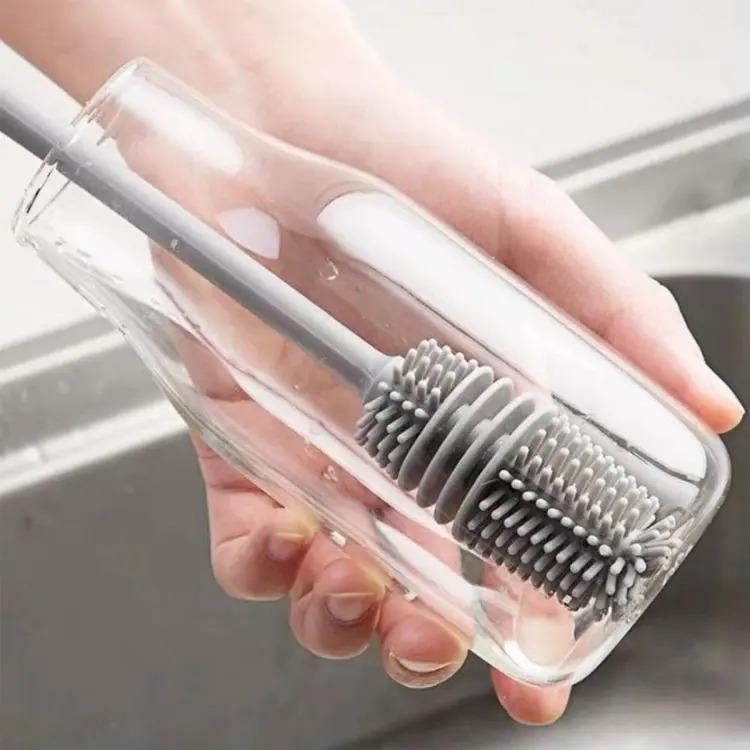 Hygienic Bottle Brush Set Grey Silicone 2 Pcs