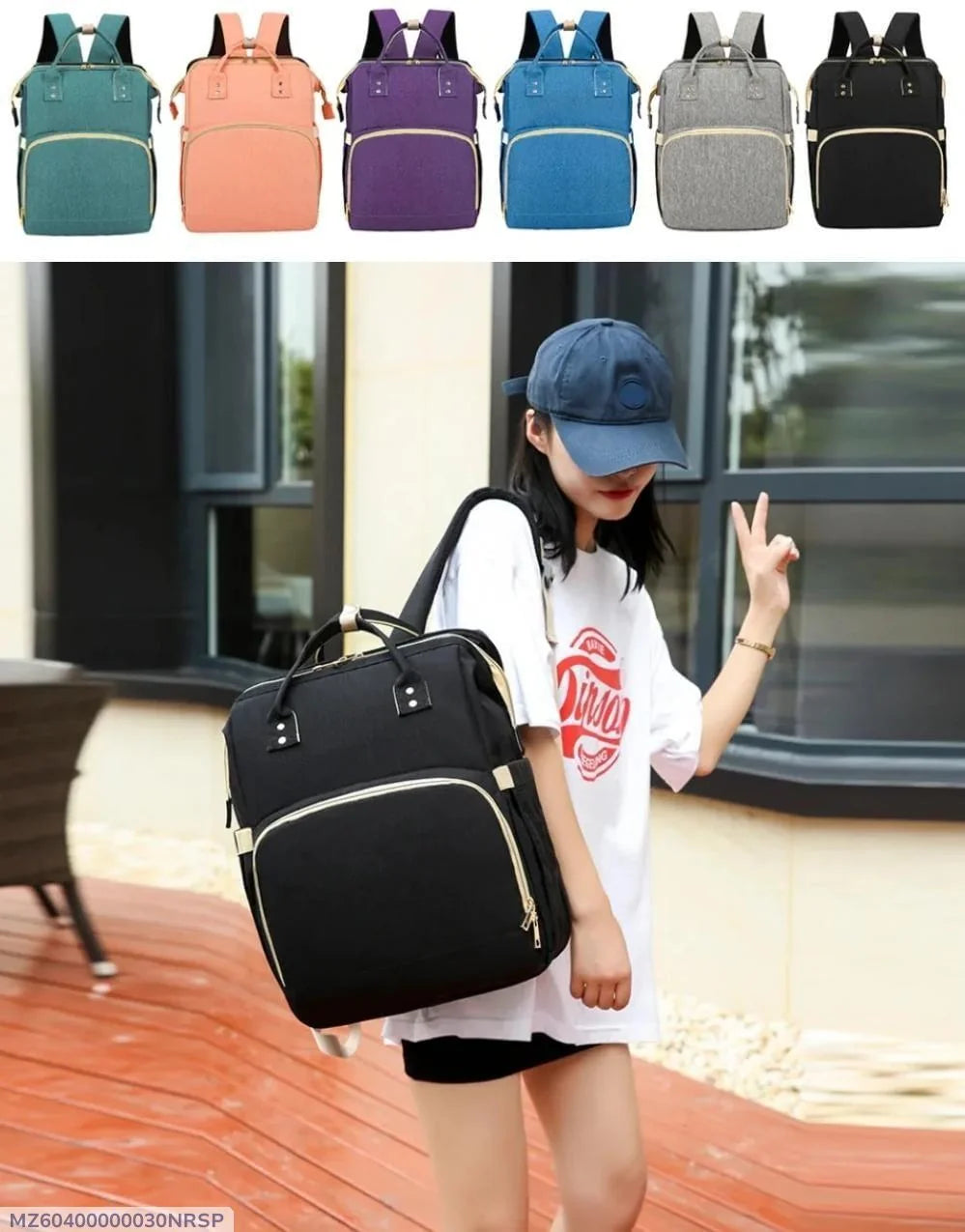 Multi Purpose Baby Bag Nylon Portable Black