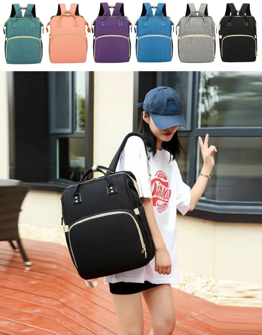 Multi Purpose Baby Bag Nylon Portable Black