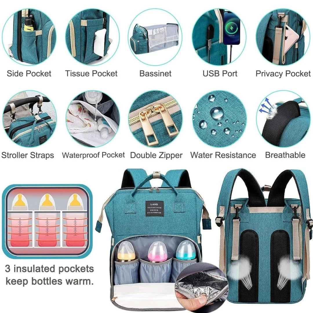 Multi Purpose Baby Bag Nylon Portable Black