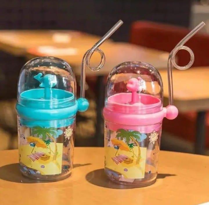 Kids Sippy Cups Blue Pink Plastic 8x6x4"