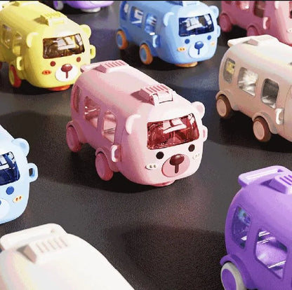 Kids Bus Water Bottle Blue Pink ABS Plastic