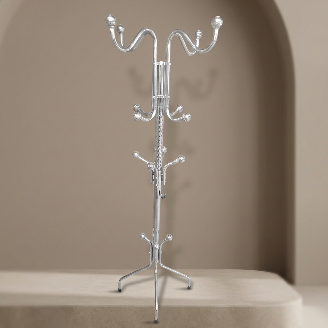 Premium Quality Coat Stand Silver Chrom Iron 16 Item